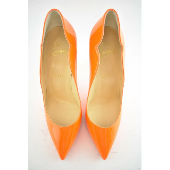 Christian Louboutin Hot Chick 100 Patent Fluo Fizz Orange Neon Heel Pump 36.5 - Picture 7 of 12